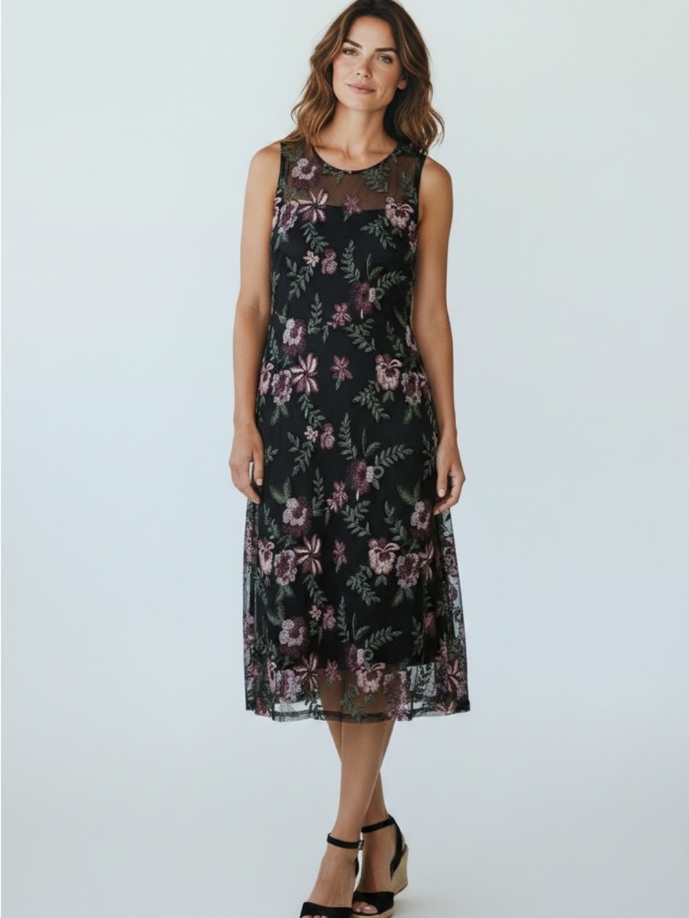 Calvin Klein NWT $169 Black Floral Embroidered Cocktail Dress Size 10